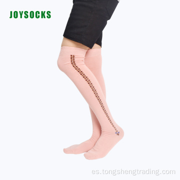 Calcetines de la señora florial de las rayas verticales de la rodilla
